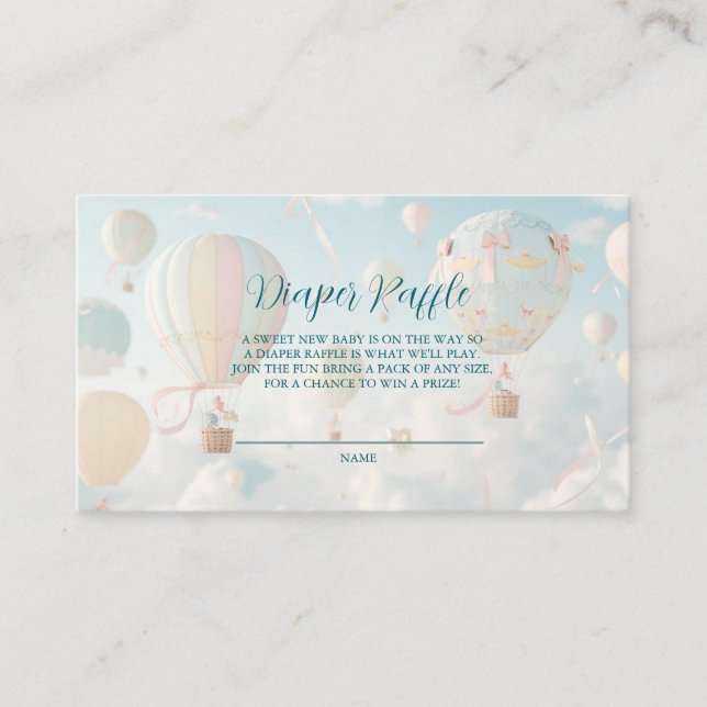 Hot air balloon Baby shower Enclosure Card (Front)
