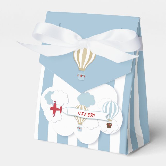 Hot Air Balloon Baby Shower Favour Box (Front Side)