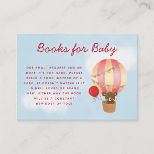 Hot Air Balloon Baby Shower Girl Book Request Enclosure Card