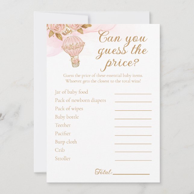 Hot Air Balloon Baby Shower Guess Price Activity Invitation (Front)