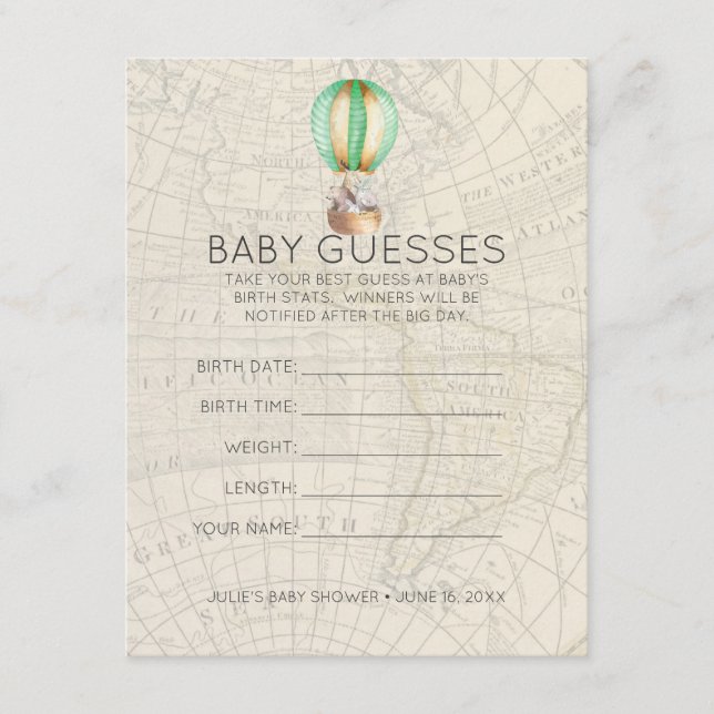 Hot Air Balloon | Baby Shower Guessing Game Enclosure Card (Front)