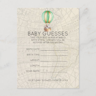 Hot Air Balloon   Baby Shower Guessing Game Enclosure Card