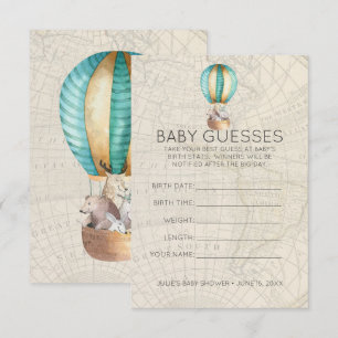 Hot Air Balloon   Baby Shower Guessing Game Invitation