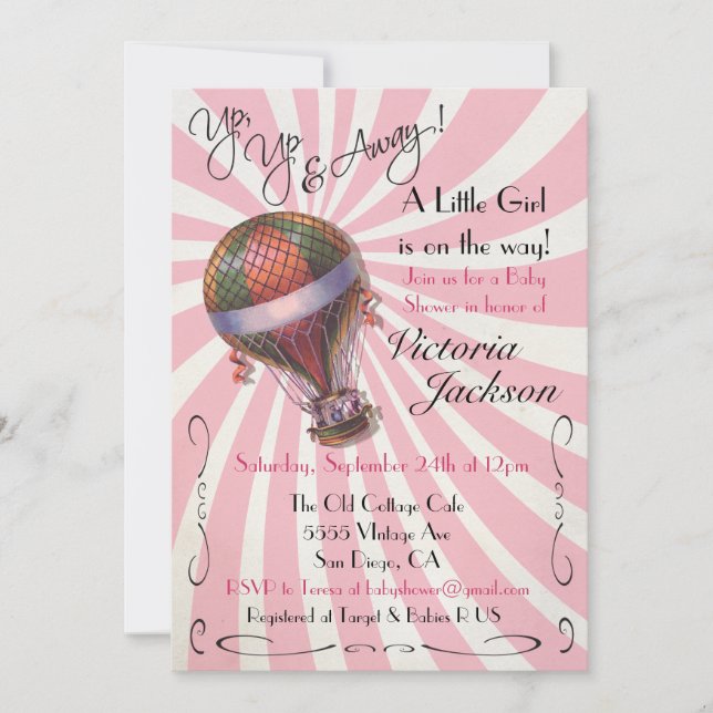Hot air balloon Baby Shower Invitation (Front)