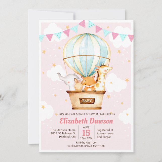 Hot Air Balloon Baby Shower Invitation (Front)