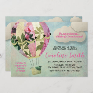 Hot air balloon baby shower invitation