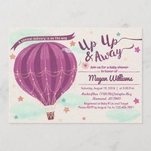 Hot air balloon baby shower invitation