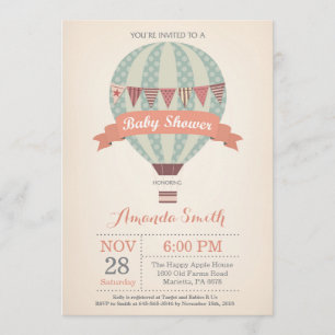 Hot Air Balloon Baby Shower Invitation