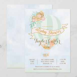 Hot Air Balloon Baby Shower Invitation