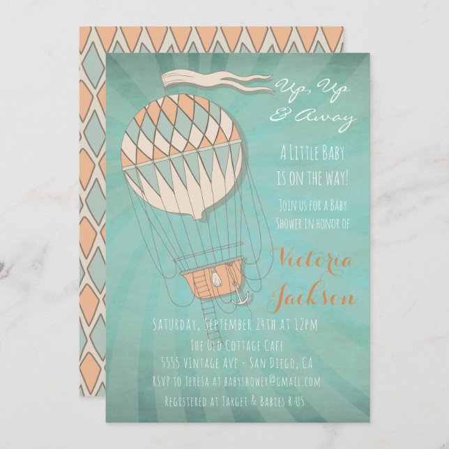 Hot air balloon Baby Shower Invitation (Front/Back)