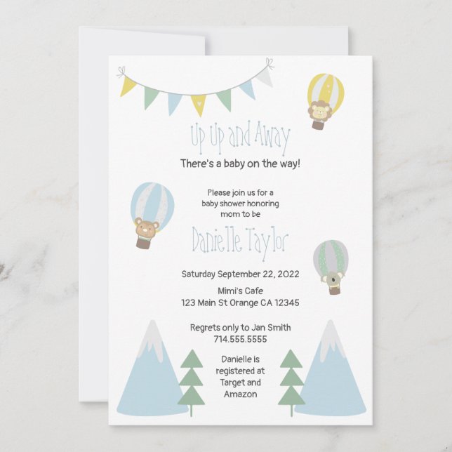 Hot air balloon Baby Shower Invitation (Front)