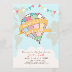 Hot air balloon baby shower invitation Twins