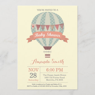 Hot Air Balloon Baby Shower Invitation Yellow