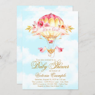 Hot Air Balloon Baby Shower Invitations