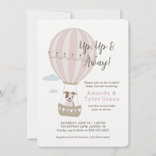 Hot Air Balloon Baby Shower Invite with Cute Dog