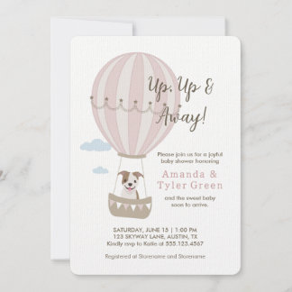 Hot Air Balloon Baby Shower Invite with Cute Dog