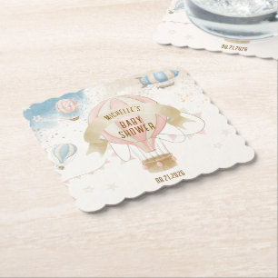 Hot Air Balloon Baby Shower  Paper Coaster