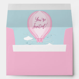 Hot Air Balloon Baby Shower Pink Envelope