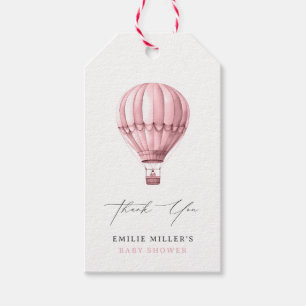 Hot Air Balloon Baby Shower Pink Girl Adventure Gift Tags