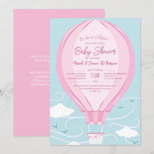 Hot Air Balloon Baby Shower Pink Girl Invitation