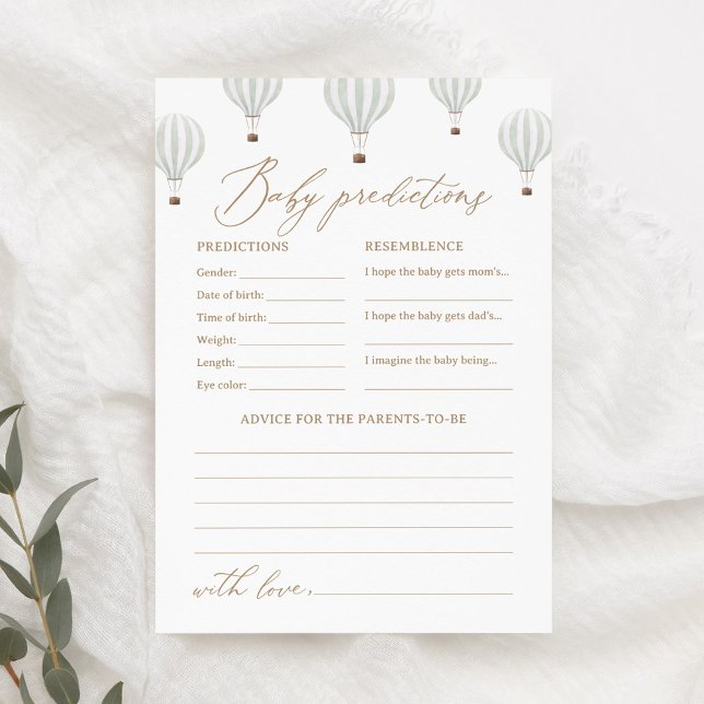 Hot Air Balloon Baby Shower Predictions and Advice Invitation (Creator Uploaded)