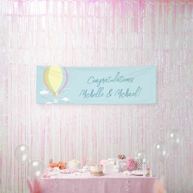 Hot Air Balloon Baby Shower Rainbow Banner (Party)