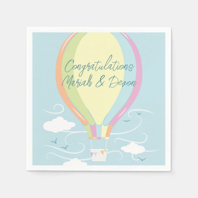 Hot Air Balloon Baby Shower Rainbow Napkin (Front)