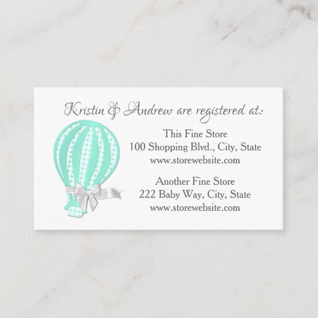 Hot Air Balloon Baby Shower Registry Enclosure Card (Front)