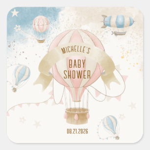 Hot Air Balloon Baby Shower  Square Sticker