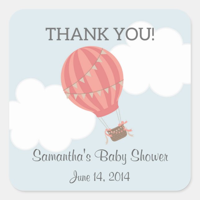 Hot Air Balloon Baby Shower Stickers (Front)