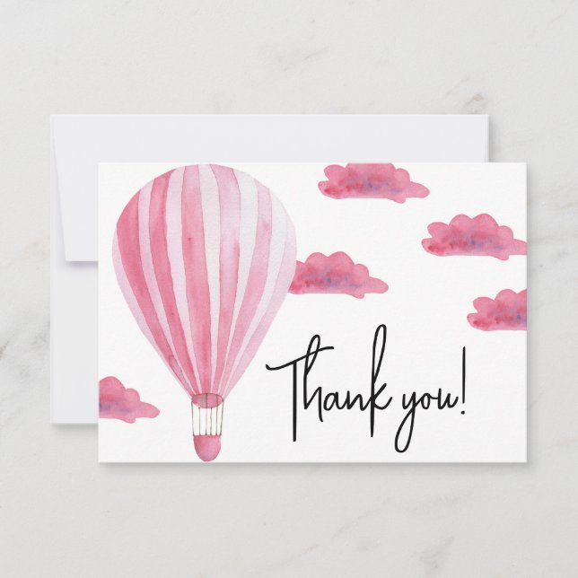 Hot air balloon baby shower thank you card (Front)