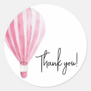 Hot air balloon baby shower thank you classic round sticker