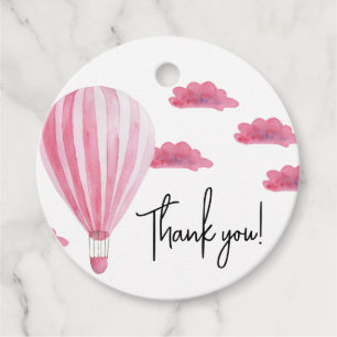 Hot air balloon baby shower thank you favour tags