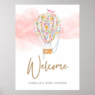 Hot Air Balloon Baby Shower Welcome Poster