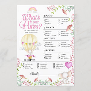 Hot Air Balloon Baby What's In Your Purse Game Invitation
