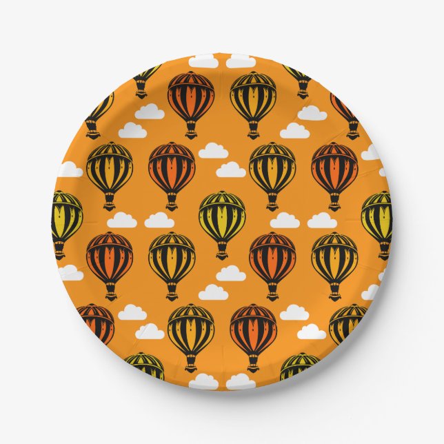 Hot Air Balloon Ballooning Patterned Paper Plate (Front)