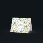 Hot Air Balloon, Bike & Rose Personalised Note Card<br><div class="desc">Send a note of thanks or a hello with these girlie notecards featuring a green and peach vintage watercolor bicycle,  rose and hot air balloon pattern.</div>