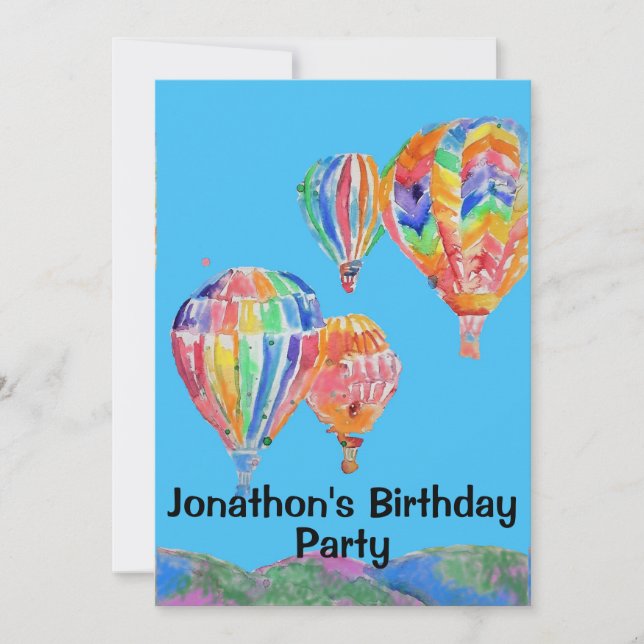 Hot Air Balloon Birthday Childs Boys Invitation (Front)