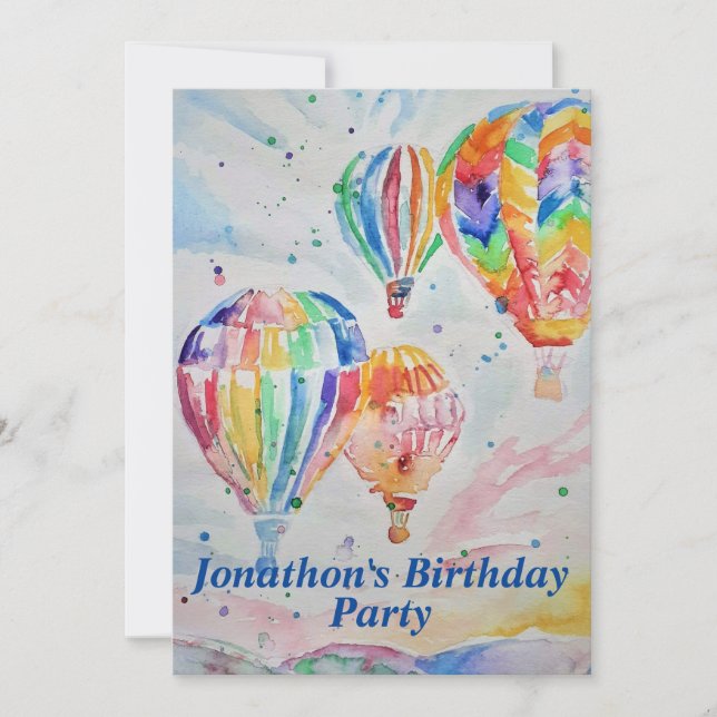 Hot Air Balloon Birthday Childs Boys Invitation (Front)