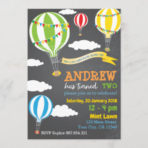 Hot Air Balloon Birthday Invitation