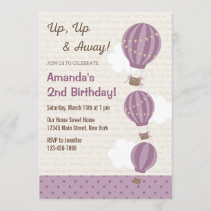 Hot Air Balloon Birthday Invitation (Purple)