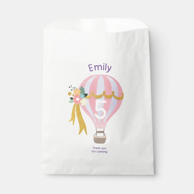 Hot air balloon Birthday Party Favour Bags (Front)