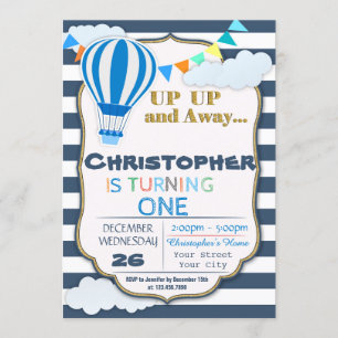 Hot Air Balloon Birthday Party Invitation