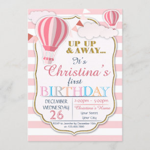 Hot Air Balloon Birthday Party Invitation