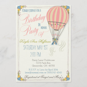 Hot Air Balloon Birthday Party Invitation. Invitation