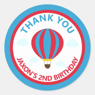 Hot Air Balloon Birthday Party Thank You Favor Classic Round Sticker