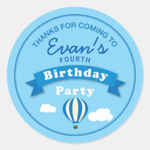 Hot Air Balloon Birthday Party Thank you Sticker