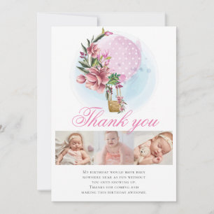 Hot Air Balloon Birthday Photo Collage Thank you