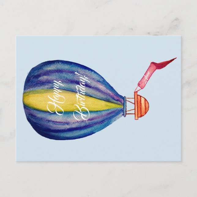 Hot Air Balloon Birthday Postcard (Front)