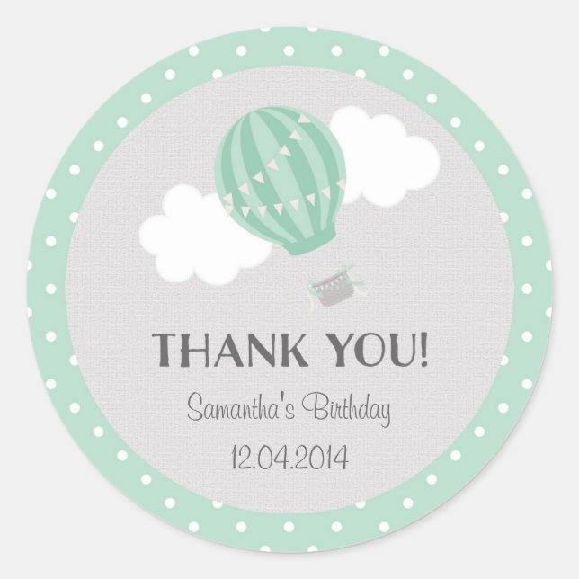 Hot Air Balloon Birthday Sticker (Front)